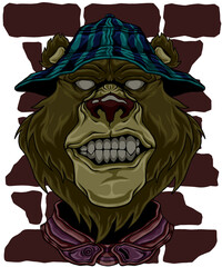 Bear in Retro Fashion Street Art 