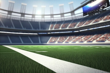 Super Bowl Game Day: American Football in the Spotlight with Soccer Field in Background With Generative AI
