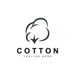 Cotton Logo, Soft Cotton Flower Design Vector Natural Organic Plants Apparel Materials And Beauty Textiles