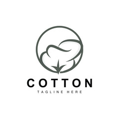 Cotton Logo, Soft Cotton Flower Design Vector Natural Organic Plants Apparel Materials And Beauty Textiles