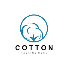 Cotton Logo, Soft Cotton Flower Design Vector Natural Organic Plants Apparel Materials And Beauty Textiles