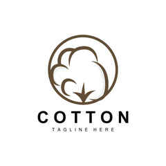 Cotton Logo, Soft Cotton Flower Design Vector Natural Organic Plants Apparel Materials And Beauty Textiles