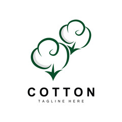 Cotton Logo, Soft Cotton Flower Design Vector Natural Organic Plants Apparel Materials And Beauty Textiles