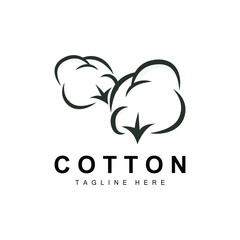 Cotton Logo, Soft Cotton Flower Design Vector Natural Organic Plants Apparel Materials And Beauty Textiles