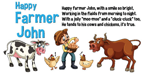 Happy farmer John story song for kids