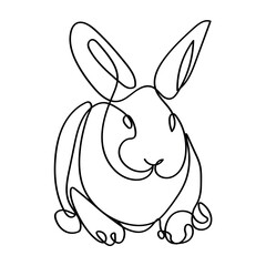 Fototapeta na wymiar Cute drawn bunny on white background