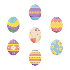 Set of beautiful painted Easter eggs on white background