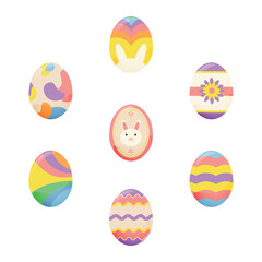 Set of beautiful painted Easter eggs on white background