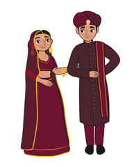 Beautiful Hindu couple on white background