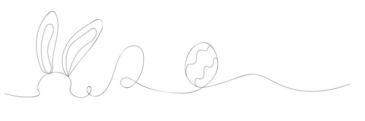 Drawn bunny and Easter egg on white background