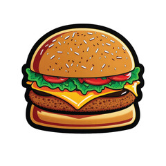 Juicy and Delicious: A Mouth-Watering Hamburger Vector Illustration