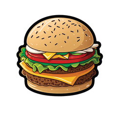 Juicy and Delicious: A Mouth-Watering Hamburger Vector Illustration