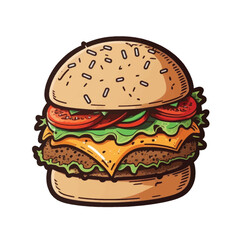 Juicy and Delicious: A Mouth-Watering Hamburger Vector Illustration
