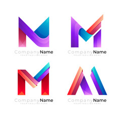 Set letter M logo with modern style , M icon vector