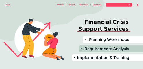 Fototapeta na wymiar Financial crisis support services, analysis web