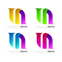 Set letter M logo design colorful, simple M icon vector