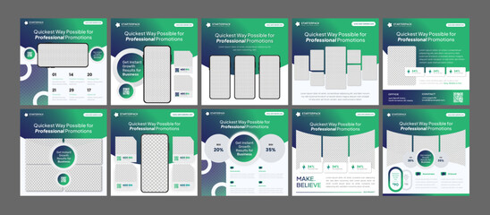 StarterPack in Blue Green Gradient for Quick Design Need - Modern lights designs for Flyer, Social Media Post Feed & Story