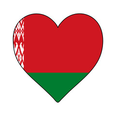 Belarus Heart Shape Flag. Love Belarus. Visit Belarus. Eastern Europe. Europe. European Union. Vector Illustration Graphic Design.