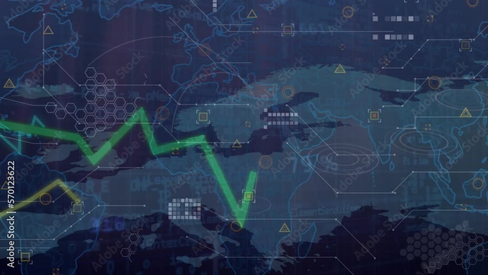 Poster animation of data processing over world map