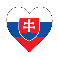 Slovakia Heart Shape Flag. Love Slovakia. Visit Slovakia. Eastern Europe. Europe. European Union. Vector Illustration Graphic Design.