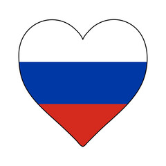 Russia Heart Shape Flag. Love Russia. Visit Russia. Eastern Europe. Europe. European Union. Vector Illustration Graphic Design.