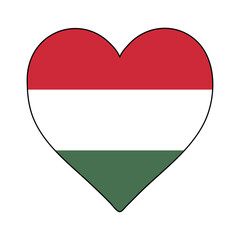 Hungary Heart Shape Flag. Love Hungary. Visit Hungary. Eastern Europe. Europe. European Union. Vector Illustration Graphic Design.