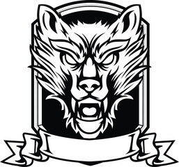 Black and white vector wolf mascot logo template for esport and sport logo team