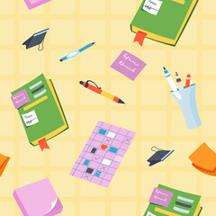 Notebooks and pencils, school and office supplies