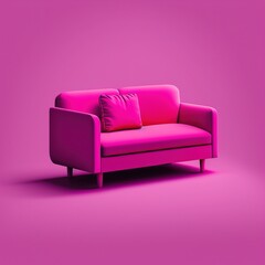 Magenta chair sofa with purple magenta colored theme and background, flat simple clean minimalist