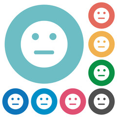 Neutral emoticon solid flat round icons