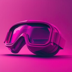 simple magenta purple goggles  on a magenta background, clean and minimalist generative ai
