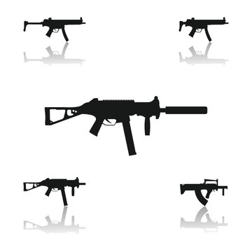 set of smg weapon silhouette