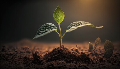 developing plant, New life idea. fresh, seed, image with a modern agricultural theme. Generative AI	