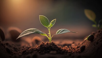 developing plant, New life idea. fresh, seed, image with a modern agricultural theme. Generative AI	