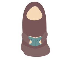 Faceless Muslim Girl Reading Quran