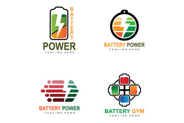 Battery Logo Design, Technology Charging Illustration, Company Brand Vector