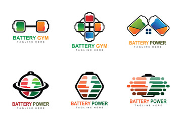 Battery Logo Design, Technology Charging Illustration, Company Brand Vector