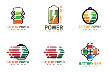 Battery Logo Design, Technology Charging Illustration, Company Brand Vector