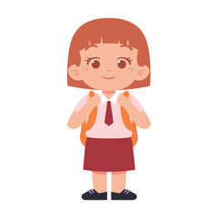 Little Girl character. Elementary School Kids Wearing Uniform Illustration