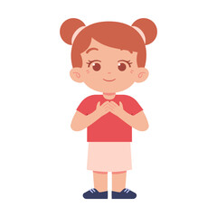 Little Girl character. Elementary School Kids Wearing Uniform Illustration