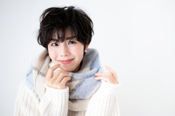 マフラーをした可愛い女子
