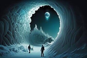 mysterious icey cave created using AI Generative Technology