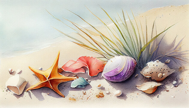 beach starfish shells