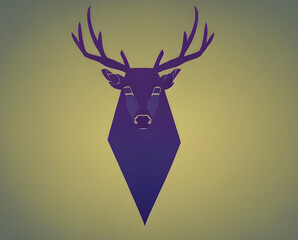 Deer illustration, bright portrait picture of a Deer, low poly, infographics, flat design. Generative AI.