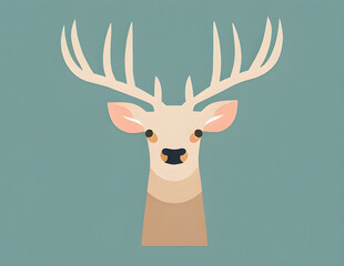Deer illustration, bright portrait picture of a Deer, low poly, infographics, flat design. Generative AI.