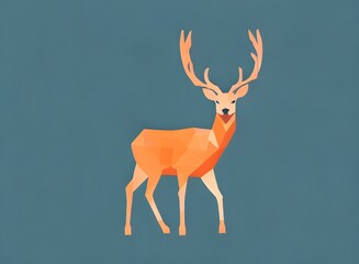 Deer illustration, bright portrait picture of a Deer, low poly, infographics, flat design. Generative AI.