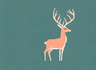 Deer illustration, bright portrait picture of a Deer, low poly, infographics, flat design. Generative AI.