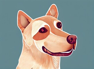 Dog illustration, bright portrait picture of a Dog, low poly, infographics, flat design. Generative AI.