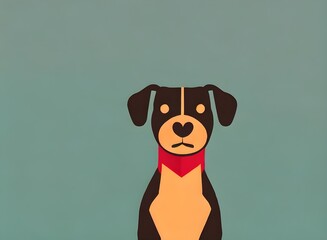 Dog illustration, bright portrait picture of a Dog, low poly, infographics, flat design. Generative AI.