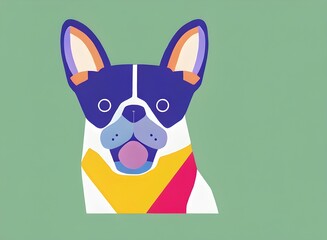 Dog illustration, bright portrait picture of a Dog, low poly, infographics, flat design. Generative AI.